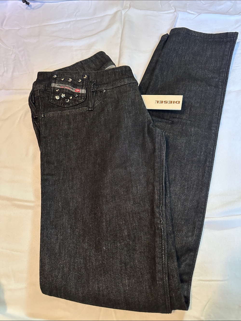 Diesel Men’s Black Straight Jeans with Studded Coin Pocket